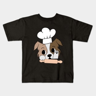 Chef dog cook baking with toque blanche Kids T-Shirt